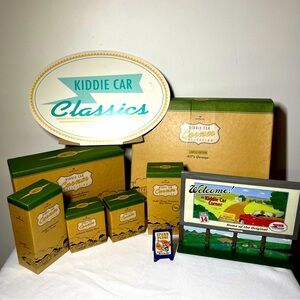 Hallmark Kiddie Car Classics Collectible Set. Garage. 4 Signs. 2 Gas pumps. New